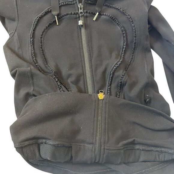 Lululemon Black Full-Zip Scuba Hoodie With Drawstring Hood & Pockets Size 6 - Picture 5 of 6